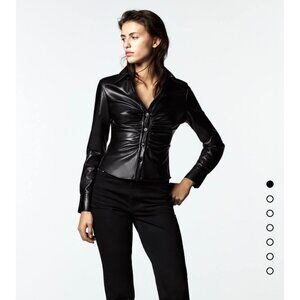 Zara Fitted Faux Leather Shirt